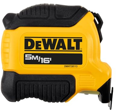 DeWALT Cinta métrica de la serie compacta de 5 m de ancho de 28 mm, 3 m de alcance extendido que permite un fácil freno de dedo para una sola persona para un control definitivo de la cuchilla