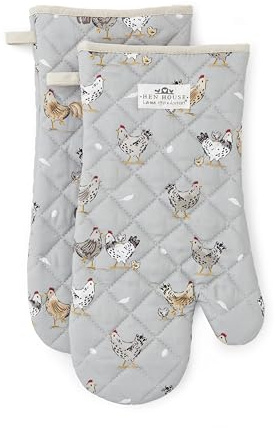 Cooksmart Hen House Lane Ofenhandschuhe, Britisches Design, 100% Baumwolle mit hitzebeständiger Polsterung, stilvolle und schützende Kochhandschuhe, maschinenwaschbar, 2 Stück