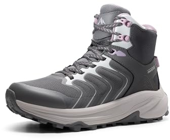 NORTIV 8 vandringsstövlar för kvinnor vattentäta med fotvalvsstöd sneakers promenader utomhus bekväm lätt stövel Echo Mid, Mörkgrått, 11