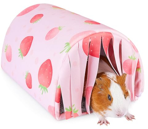 Hedgeink Casetta e Tunnel per Porcellini d’India con Tenda – Accessori per Conigli e Giocattolo Morbido con Cuscino, Rifugio Lavabile per Gabbie di Cavie, Furetti, Ricci, Cincillà e Piccoli Animali