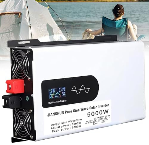 Giuggiolared Onduleur sinusoïdal Pur 5000 W, convertisseur 12V 24V 48V 60V 72V CC vers 110V 220V CA, écran LCD, pour Camping-Car, Camion, Solaire, extérieur,72V-5000W