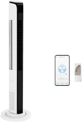 Bonnlo 42 Bladeless Tower Fan with Remote Control – 24ft/s Velocity, 60° Oscillation, 12H Timer, 3 Speeds & 3 Modes, LED Touch Display – Quiet Cooling Fan for Bedroom, Home Office