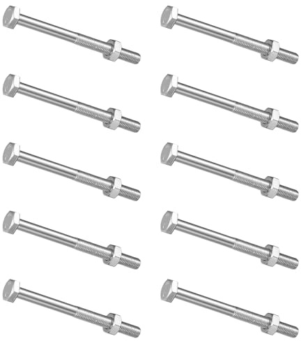 XxinXrong 10 Stück Sechskantschrauben M10 x 120 mm, M10 Sechskantschrauben mit Schaft, verzinkt Außensechskant Teilgewindeschrauben Sortiment für Metallbauarbeiten Autos