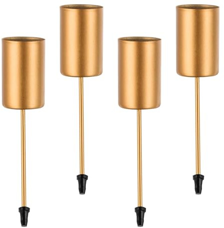 4 Stück Kerzenhalter Adventskranz,Für Stabkerzen Advent Kerzenständer Stabkerze Stabkerzenhalter Mit Dorn Für DIY Deko & Weihnachten,Küche Haushalt & Wohnen,Kerzenständer (Gold)
