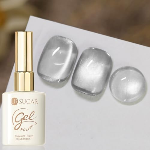 UR SUGAR Cat magnetiskt ögon-UV-gelnagellack, 15 ml Cateye magnet, grå, kristall, gelégel, gelnagellack, glitter, silver, holografiska kattögon för nagelkonst, manikyrsalong,