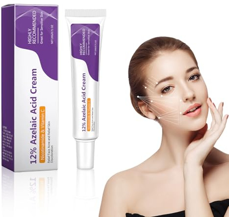 Sérum Facial Ácido Azelaico | Crema Antiacné y Anti-Enrojecimiento con Niacinamida y Vitamina C | Hidratante Nocturno para Piel Grasa y Sensible | Solución para Acné y Poros (20g)