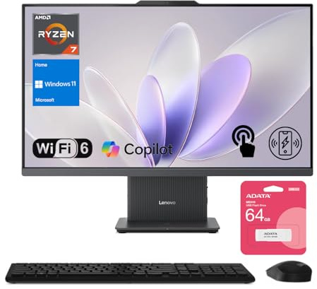 Lenovo IdeaCentre Business All-in-One PC, 27 FHD 100Hz Display, AMD Ryzen 7 8845HS, 32GB DDR5 RAM, 1TB SSD, Wi-Fi 6, Win11 Home, Wireless KB & M, Copilot-Ready, Bundle with Adata UC310 64GB
