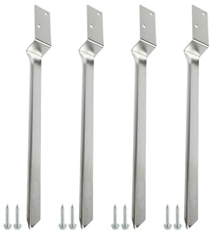 Lot de manchons d'ancrage au sol pour poteau en bois pour balancelle extérieure, ancrages fixes en acier galvanisé 520 x 60 mm, 4 manchons + 8 vis, pas de béton nécessaire, jambon