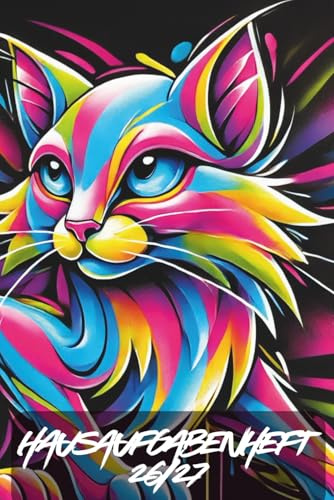 Hausaufgabenheft 2026/2027 für Kinder & Teens Buntes Neon-Katzen-Design | Schulplaner & Wochenübersicht für die Schule: Kreatives Hausaufgabenbuch im ... To-Do-Listen & Notizen | Schuljahr 26/27