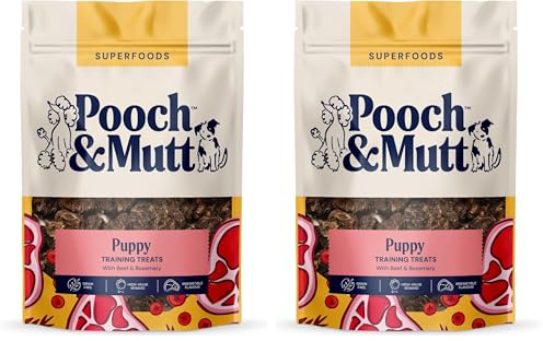Pooch & Mutt - Puppy Jerky Training Treats, Grain Free Dog Treat Suitable for All Ages, Beef Jerky for Dog Training, Pack of 2x80g (packaging may vary)