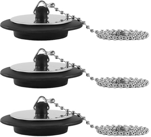 Otbushit 4,3 cm gummi handfatsplugg med kedja – 3-pack diskbänk dräneringspropp för badkar och badrum, med 40 cm stålkedja