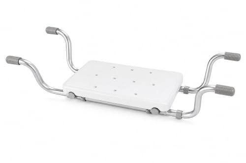BBSK Adjustable Bathtub Seat for Elderly & Disabled – Non-Slip Bath Bench with Extendable Width, Heavy Duty Shower Transfer Seat, Tool-Free Installation, White