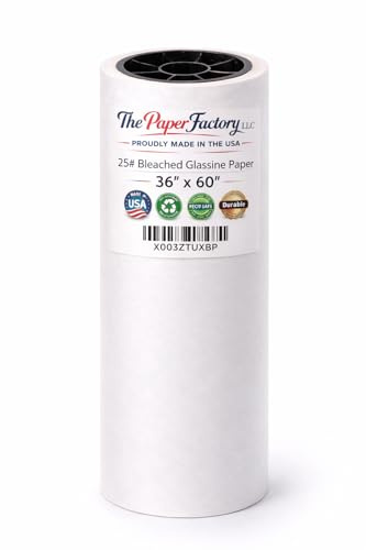 Glassine Paper 36 x 30' Premium Acid-Free Neutral pH. Archival Safe, Translucent, Grease-and Moisture-Resistant. Protect Artwork, Photos, documents, and Safe Food Wrapping. The Paper Factory LLC
