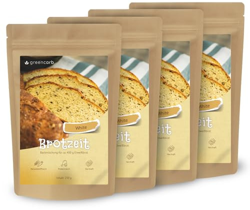 4-Pack: hCG-Low Carb Brotbackmischung erstes Brot für hCG strenge Phase geeignet (WHITE)