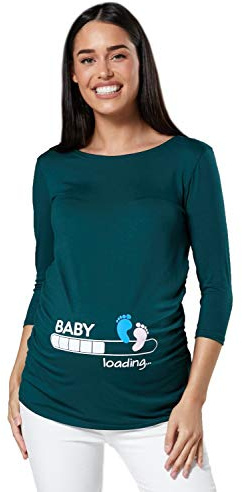 Happy Mama damer t-shirt, baby-fötter tryck, topp för gravida kvinnor. 549p, Mörkgrön, 42/44 SE
