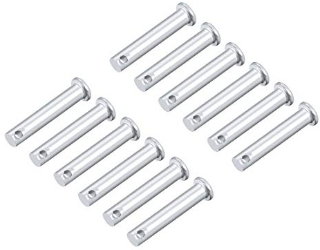 sourcing map 12 Stück Steckbolzen Einloch Flachkopf Gabelkopfstifte, 8mm X 40mm Splintstift Verzinkung Massiver Stahl Lochbolzen