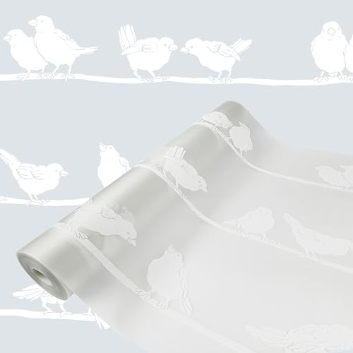 Fensterfolie selbsthaftend 45x100 cm | Statische Sichtschutzfolie ohne Kleber aus PVC | Selbsthaftende Glasfolie für Lichtdurchlass und Privatsphäre | Fensterfolie statisch haftend | Spatzen