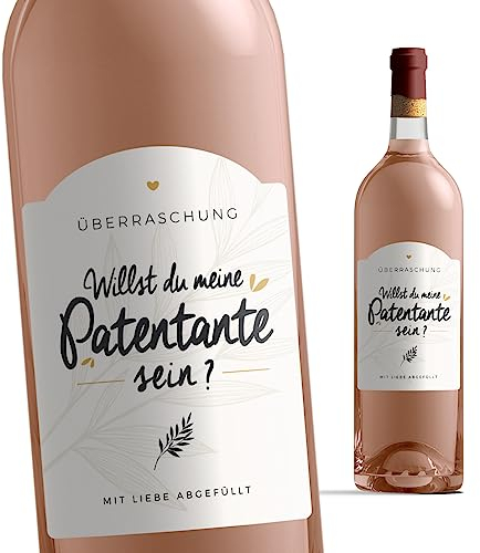 Manahia Flaschenetikett Patentante - Willst du meine Patentante sein ? 10x7cm - Geburt - Taufpatin fragen - Patentante fragen - Schwangerschaft verkünden - Weinetikett - Bieretikett- Taufankündigung