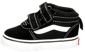 Vans Mixte enfant Ward Mid V Basket, Toile en Daim Noir et Blanc, 25 EU