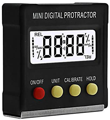 Maizoon Mini goniometro digitale a 360 gradi,Inclinometro elettronico,Misuratore di angolo della scatola conica,Strumenti di misurazione della base magnetica verticale,NE02
