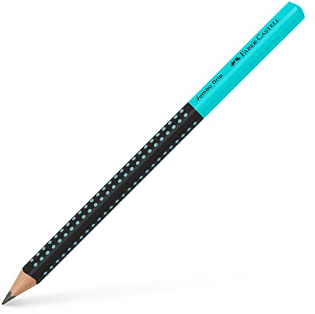 Faber-Castell 511912 – Blyertspenna Jumbo Grip Two Tone, hårdhet HB, svart-turkos, 1 styck