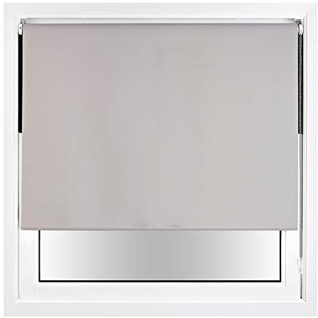 FURNISHED Blackout Roller Blind with Metal Fittings Trimmable Insulated Thermal Fabric Heavy-duty Easy Install Brackets Window Roller Blinds - Grey, 170W x 165H cm