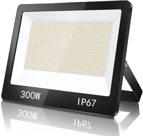 TASINUO LED Strahler Außen 300W 30000LM IP67 Wasserfest LED Fluter, 1 Stück | 6500K Kaltweiß Superhell LED Scheinwerfer 85-265V, Aussenstrahler Wandstrahler für Lager, Garten, Garage, Hof, Parkplatz