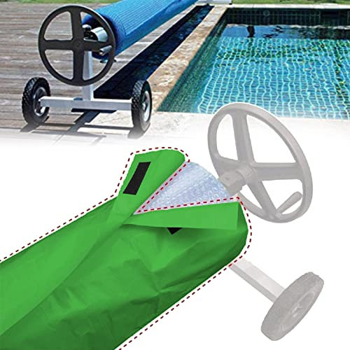 WOKEZ Solar Blanket Cover Pool Reel Cover Swimming Pool Solar Reel Protective Cover Pool Reel Cover Solar Blanket Cover for Above Ground and Inground Pools,Green,550x126 cm