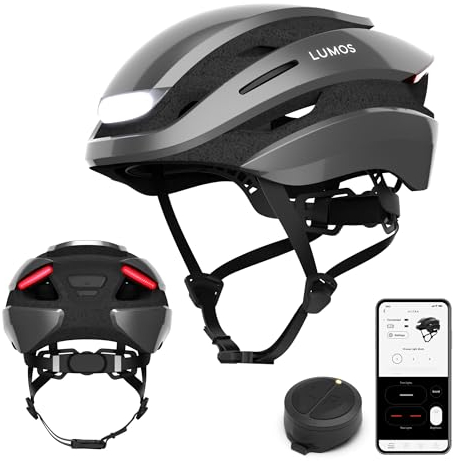 Lumos Ultra Smart-Helm | Fahrradhelm | Vorder- und Rücklicht (LED) | Blinker | Bremslichter | Bluetooth-Verbindung | Erwachsene: Herren, Damen (Ash Grey, Größe: M-L) MIPS