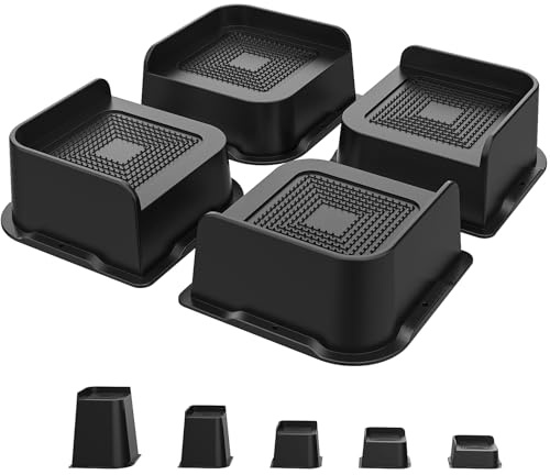 USION Bed Risers - Furniture Risers Heavy Duty Desk Riser Blocks 2 inch, Up to 6000 Lbs -L shaped Design Leg Extenders for Couch Table Sofa Chair (4 Pack, 2 inch) | 2 inch, 3 inch, 4 inch, 6 inch or 8 inch Heavy Duty Furniture Risers for Couch Desk Sofa Table Bookshelf (Black)