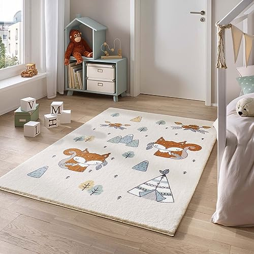 Taracarpet Teppich für das Kinderzimmer Kinderzimmerteppich und Jugendzimmerteppich Soft Kids kuschelig weich in verschiedenen Designs Eichhörnchen braun 120x170 cm