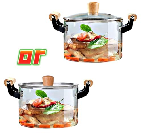4.5L Glass Stock Pot with Lid Heat Resistant Borosilicate Potpourri Simmer Saucepan with Cover Stovetop Safe Clear Pot for Milk Food Soup (152 OZ)