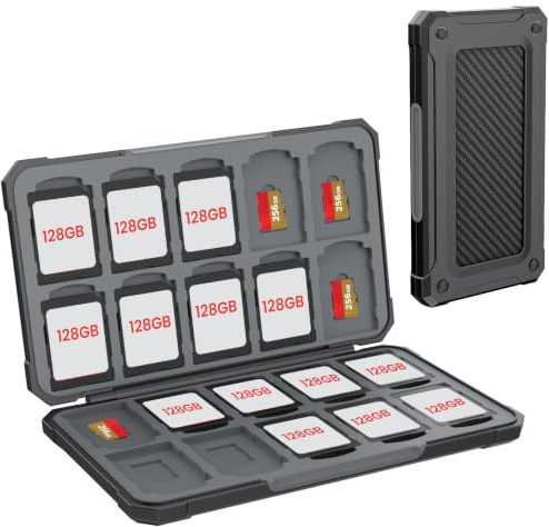 HEIYING Étui à Cartes SD avec 40 Porte Carte pour Cartes SDXC et Micro SD | Étui Portable Cartes SD ABS Rigide avec Silicone Souple, Emplacements Précis et Fermeture Magnétique pour Rangement Soigné
