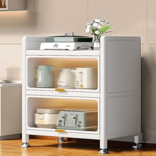 Armoire De Cuisine ,Buffet Meuble De Rangement avec Porte Rabattable,étagère De Cuisine Rangement en Métal,Étagère Micro-Ondes,pour Cuisine, Salon, Bureau,Armoire Multi-rangements ( Color : Wit , Size