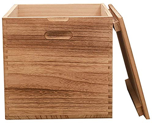 GaRcan Retro-Fußhocker aus Massivholz, einfach mit Bezug, Aufbewahrungshocker, Sofahocker, Wechselschuhbank, Wohnzimmer, Schlafzimmer, Heimdekoration (natürlich 40 cm x 30 cm x 30 cm)