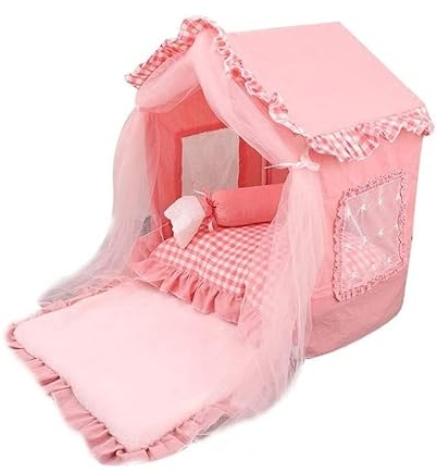Hundebett Katzenbett Katzen Bett Luxus Hund Welpen Prinzessin Zelt Bett Haus Für Waschbar Sommer Haustier Katze Innen Bett Zwinger Matte Kissen Für Kleine Mittelgroße Hund Katzenkorb Hundematte ( Colo