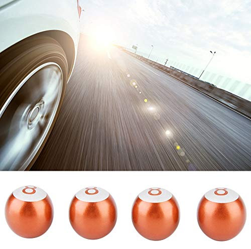 CFTGIW Aluminum Alloy 8-Ball Tire Air Valve Stem Caps, Prevent Leakage for Motorcycles, Cars, Trucks (Orange)