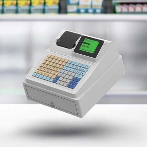 Effiziente elektronische Registrierkasse für kleine Unternehmen – Registrierkasse mit 81 Tasten, digitalem LED-Display und Kassenschublade, elektronische Registrierkasse