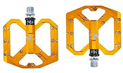 Fahrradpedale,Pedale Fahrrad Bike Pedals MTB Straße 3 Versiegelte Lager Fahrradpedale Mountain Bike Pedals Wide Platform (Color : Gold)