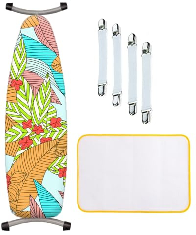 ZJBKX Bügelbrettbezug, Zugschnur, Passend für Bügelbretter 125x45cm, 4 Clips and 1 Anti-Fokus-Schutzpolster