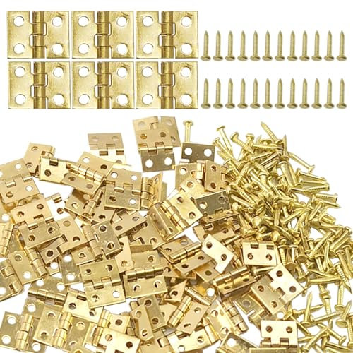 Kleine Scharniere for Holz, Miniatur-Scharniere, 50 Stück Mini-Messingscharniere, Miniatur-Möbelschrankscharniere for selbstgemachte Schmuckschatullen aus Holz, Werkzeugkästen(Gold)