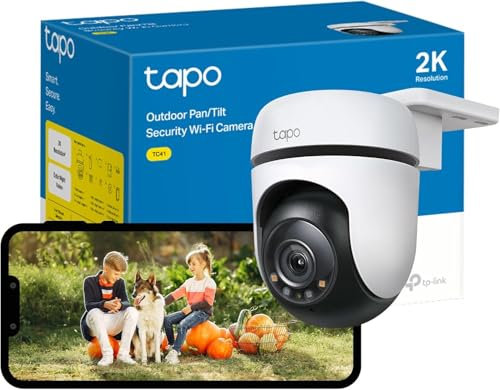 Tapo TC41 2K Pan/Tilt Outdoor Security Camera, WiFi Camera, 360° Smart Person Detection Motion Tracking, Full-Colour Night Vision, No Monthly Fee, Two-Way Talk, IP65, Works with Alexa & Google
