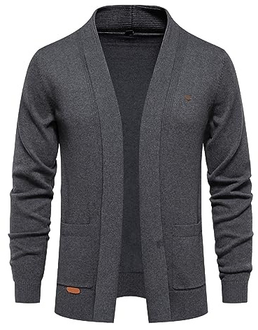 Generisch Chaqueta de punto de verano delgada ligera para hombre camisa de punto sólido de algodón grande chaqueta de punto grueso cálido