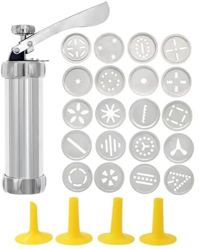Siringa Per Pasticceria In Acciaio Inox Stainless Steel Cake Cream Decorating Sets Cookie Making Machine Nozzles Mold Pastry Syringe Extruder Kitchen Baking Tools Per Cupcake, Biscotti(Type2-20pcs fla