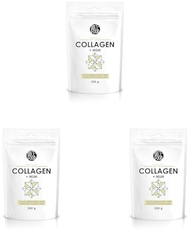 Diet-Food Collagen + MSM Pulver 200 g - Kollagen-Hydrolysat- ohne Zusätze - starke Knochen und Gelenke - schöne Haare, Haut und Nägel (Packung mit 3)