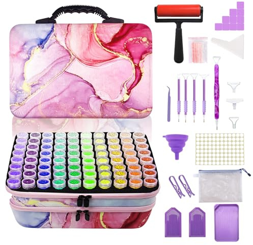 Waykape 240 Slots Diamond Art Storage Containers, 5D Diamond Art Accessories and Tools, Diamond Painting Accessories Kits Organizer, Diamond Art Storage Case for Craft Jewelry Beads Storage Box