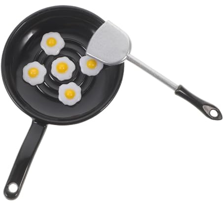 WOONEKY Realistic Mini Frying Pan for Dollhouse Enhance Cooking Scenes Dollhouse Supplies