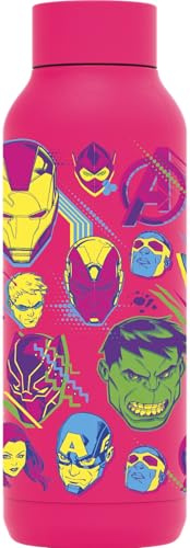 QUOKKA SOLID X MARVEL | BOTELLA TÉRMICA DE ACERO INOXIDABLE DOBLE PARED | AVENGERS NEON