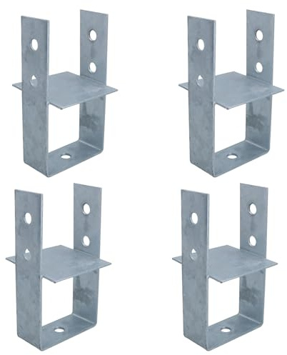 Concrete in Wooden Post U Support Base Bracket 100 x 100mm Decking 4PK