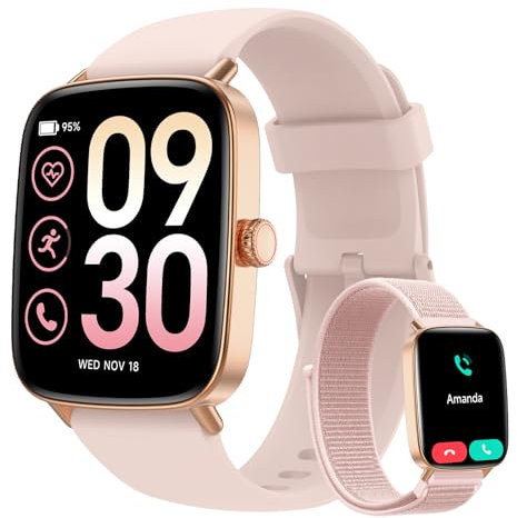 Smart Watches for Women (Answer/Make Calls),1.85 HD Screen Fitness Watch with Bluetooth 5.3,Heart Rate/Sleep/SpO2 Monitor,100+ Sports Modes,IP68 Waterproof Smartwatch,Activity Tracker for Android iOS